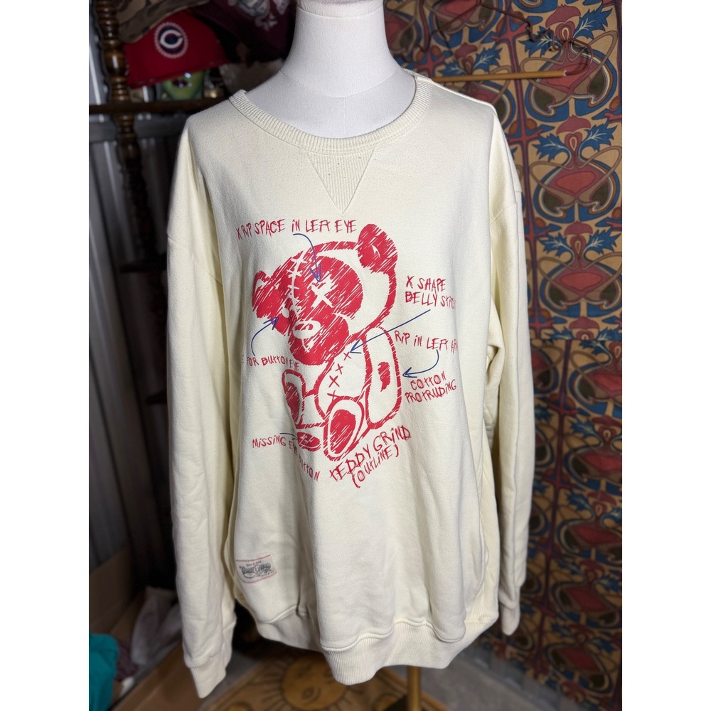 Rtgb Teddy Grind Graphic Sweatshirt Cream 4X Streetwear Teddy Bear‎ Pullover